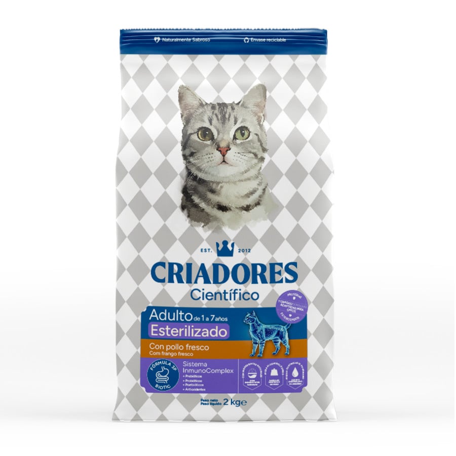 Criadores Científico Adulto Esterilizado Ração de frango para gatos