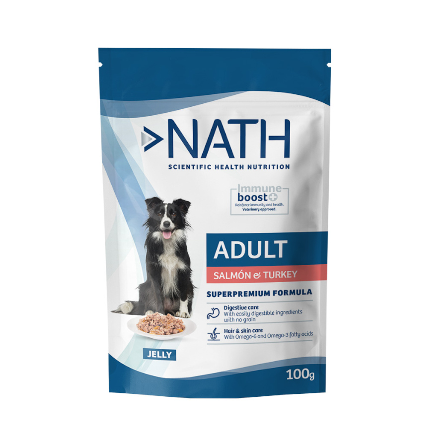 24 saquetas x 100 g 100 g Nath Adult Salmão e Peru em Gelatina saquetas para cães Pack poupança!