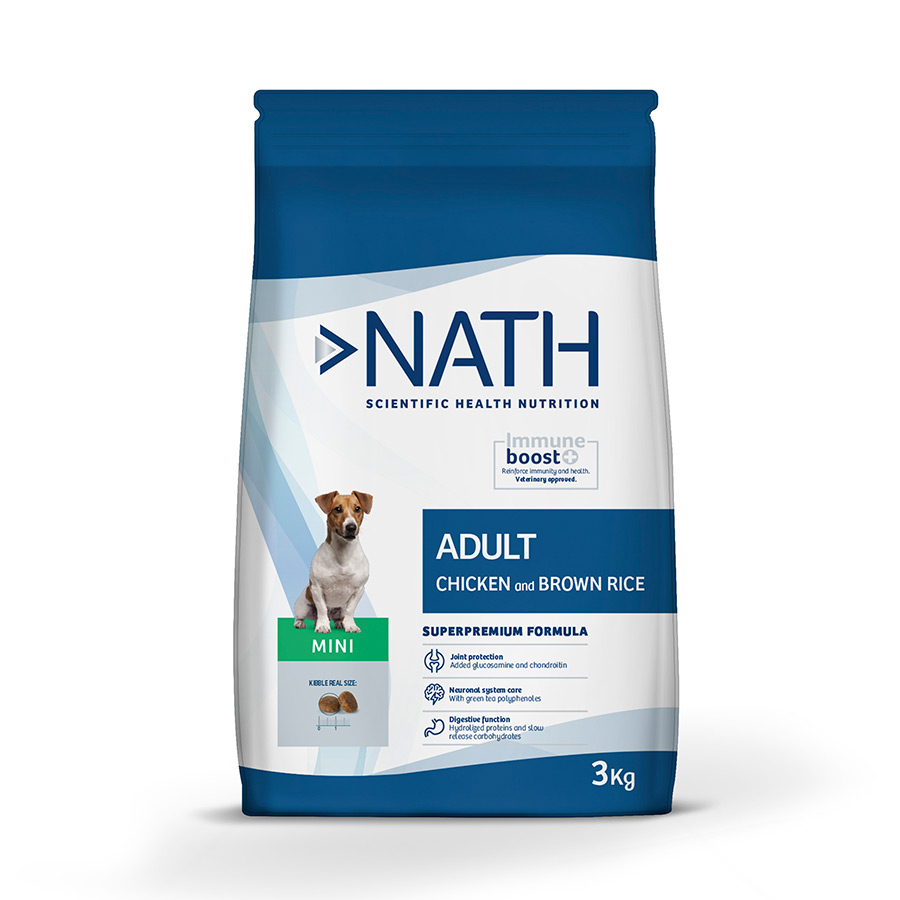 2 x 7 kg Nath Adult Mini Frango ração para cães Pack poupança!