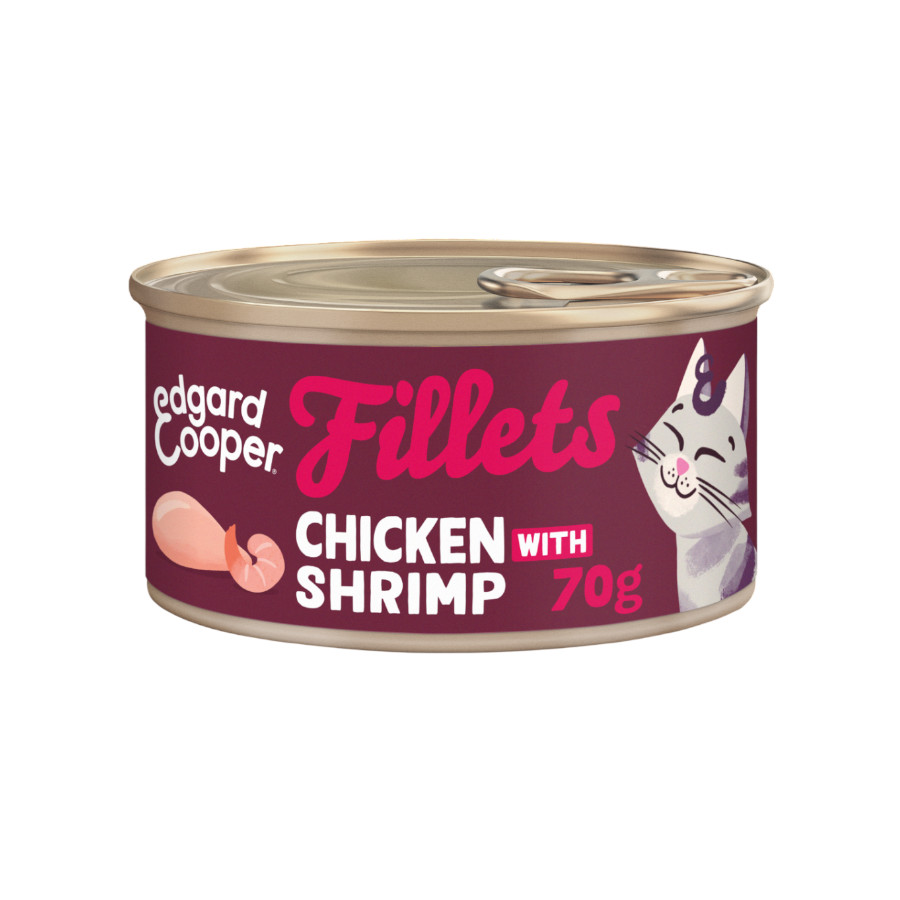0.07 KG 70 g Edgard & Cooper Filetes de Pollo y Gambas Lata para gatos
