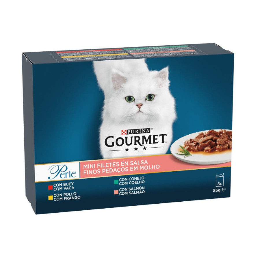 Gourmet Perle Filetes de Carne em molho saqueta para gatos - Pack 8 , , large image number null
