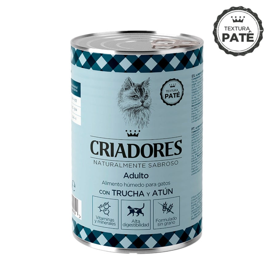 12 latas x 400 g Criadores Adulto con Truta e Atum lata para gatos Pack Poupança!