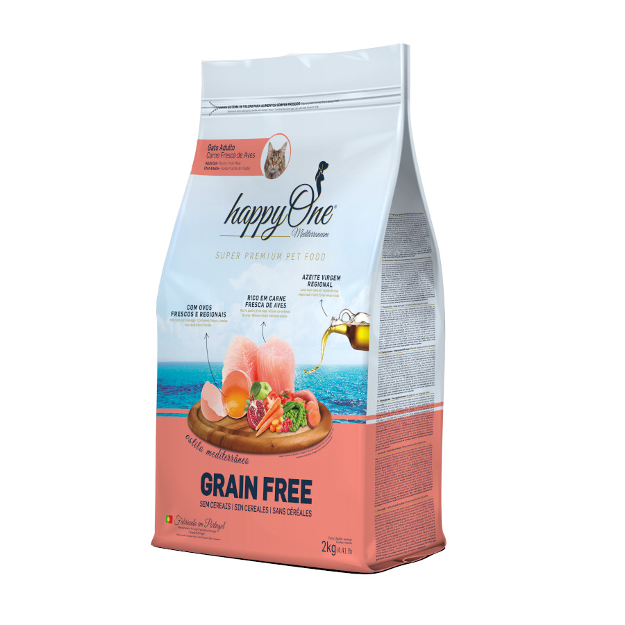 happyOne Mediterraneum Grain Free ração de carne fresca de aves para gatos