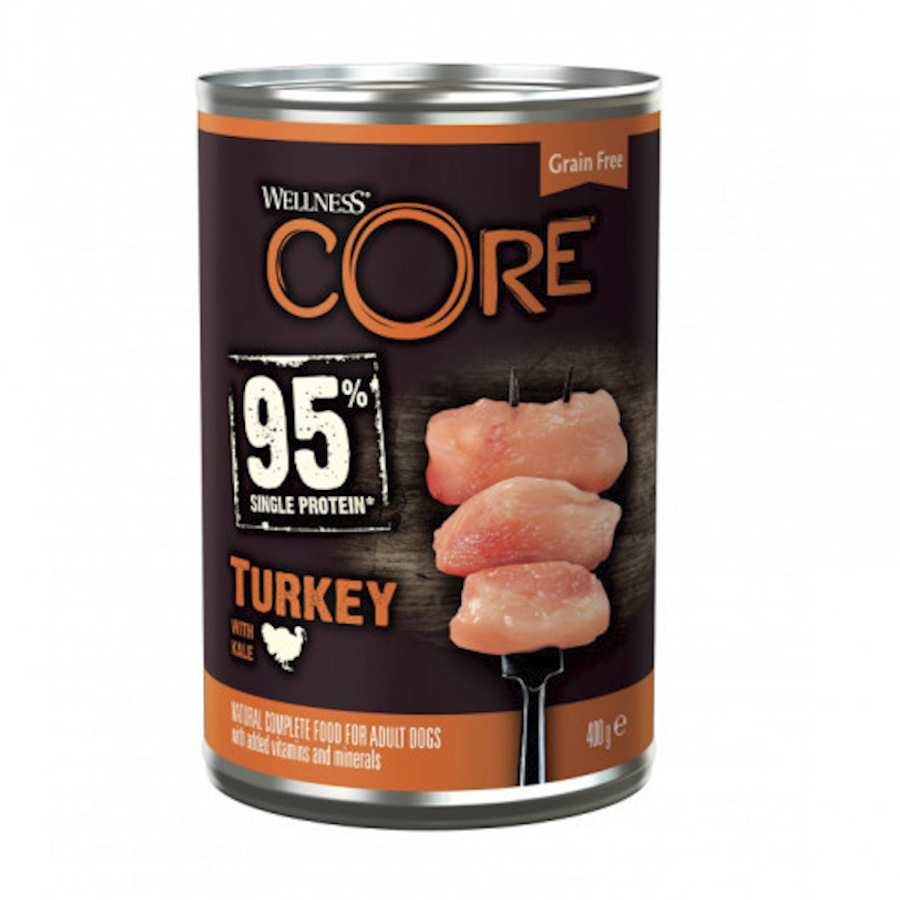 400 g Wellness Core peru com com couve lata para cães