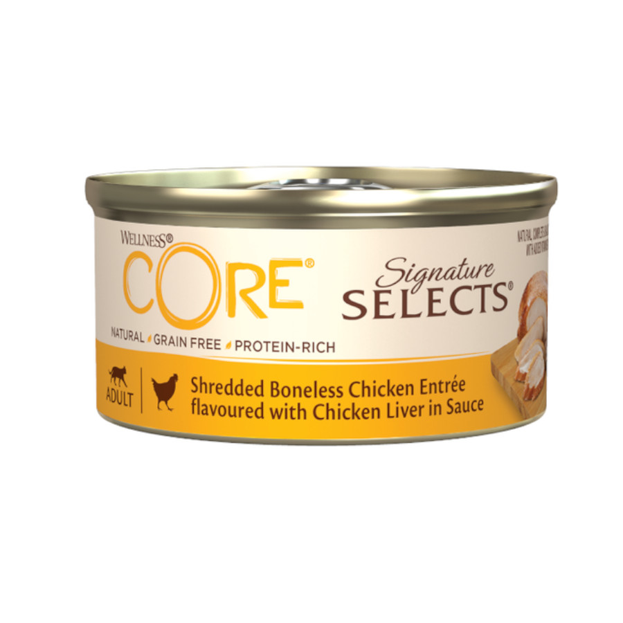 12 latas x 79 g Wellness Core Shredded frango lata para gatos Pack poupança!