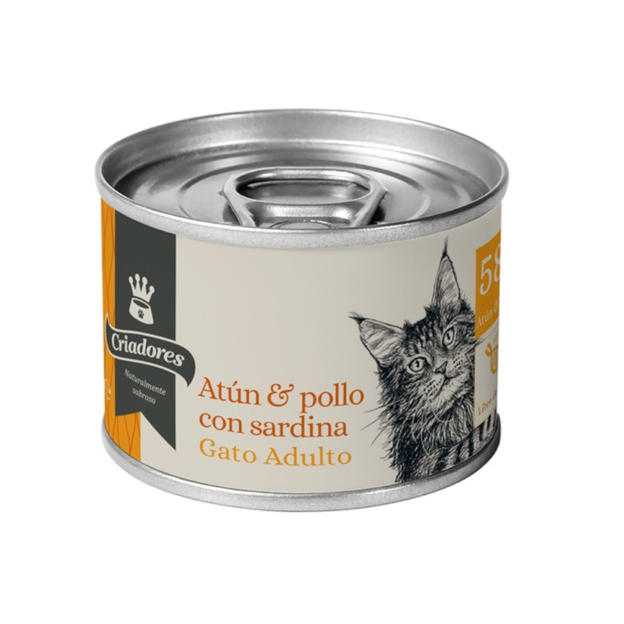 170 g Criadores Adulto Atum com Frango e Sardinha em patê lata para gatos