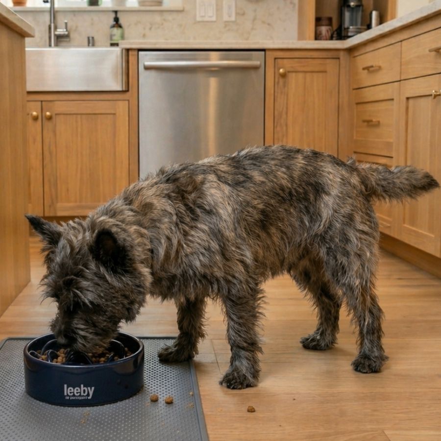 Leeby Comedouro Lento de Cerâmica Azul para cães
