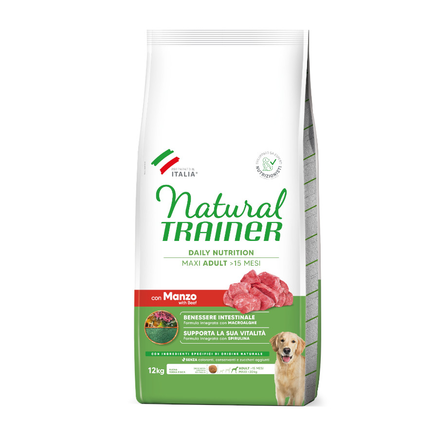 12 kg Natural Trainer Adult Maxi Terneira ração para cães