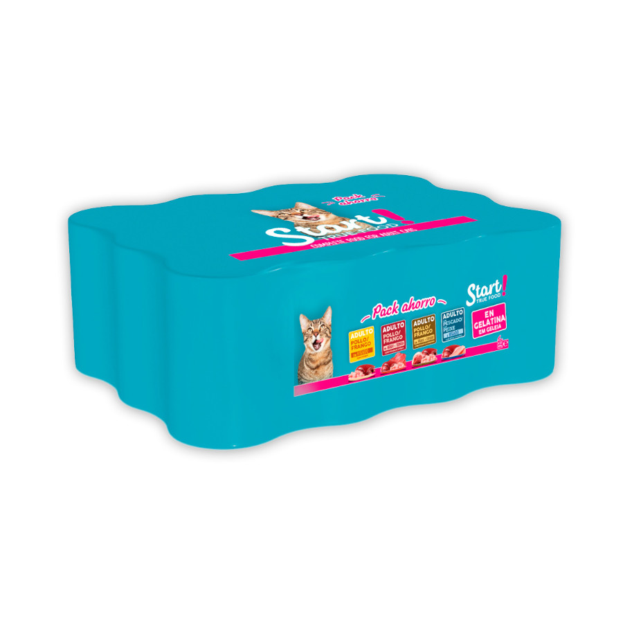 4.8 KG Start Multipack de Carne e Peixe em Gelatina para Gatos