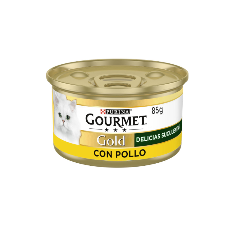 24 latas x 85 g Gourmet Gold Delícias Suculentas Alimento húmido de frango em lata para gatos Pack poupança!