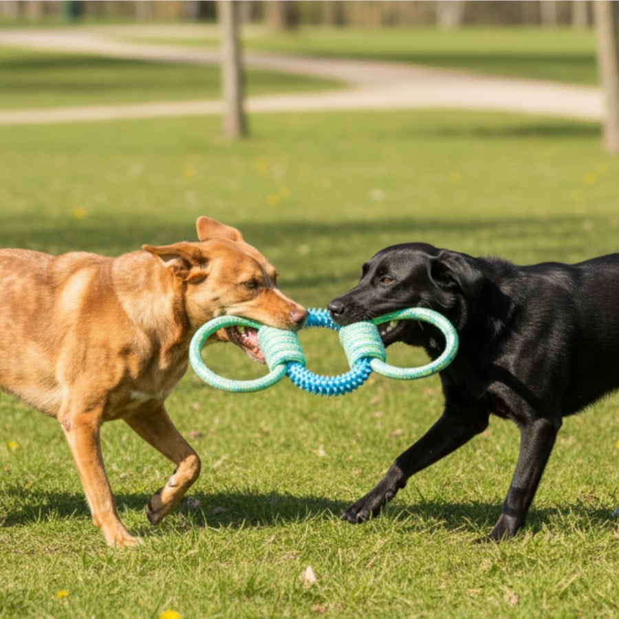 Tootoy! Pull Mordedor de borracha com três nós para cães