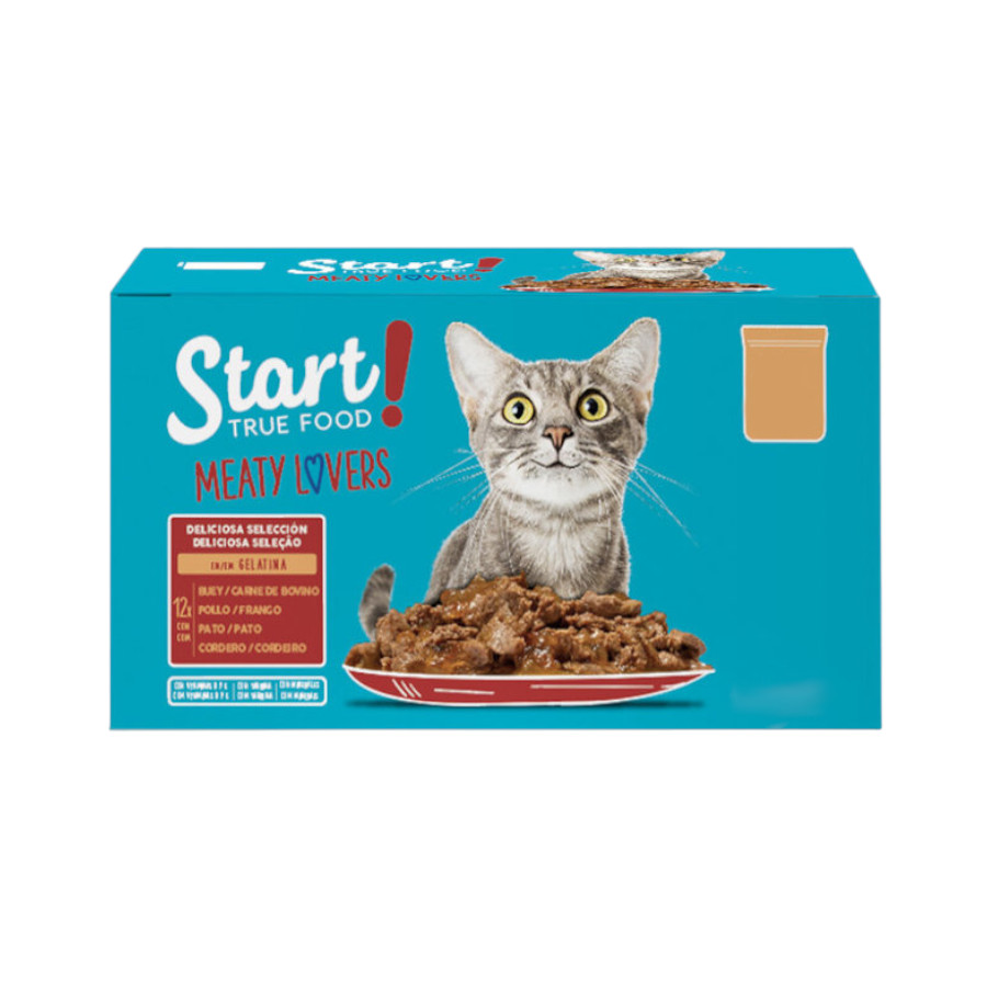 96 saquetas x 100 g Start Cat Selección de carnes sobre con gelatina para gatos Pack poupança!