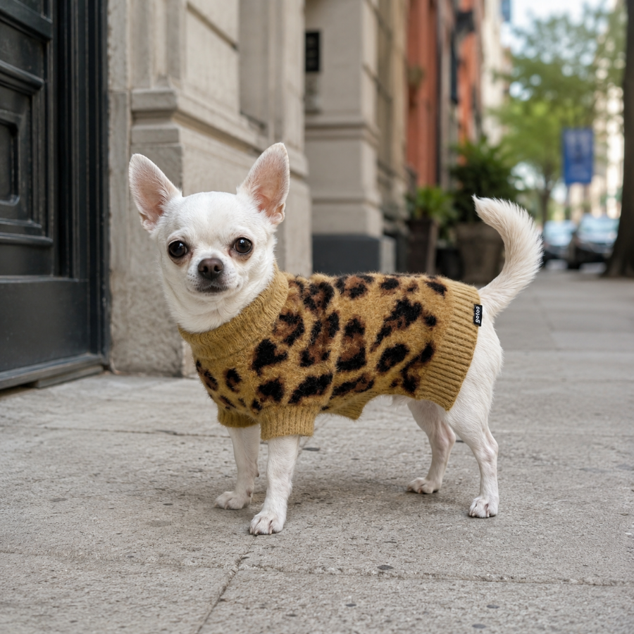 Gotoo Camisola de Malha com Padrão Leopardo para cães