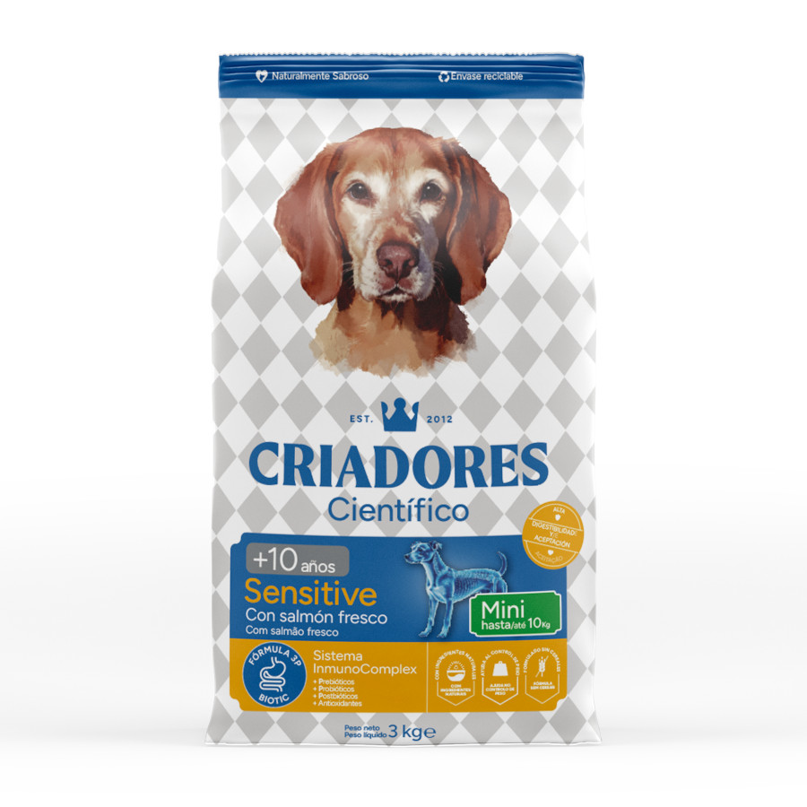 Criadores Científico Senior Sensitive Mini Ração de salmão para cães