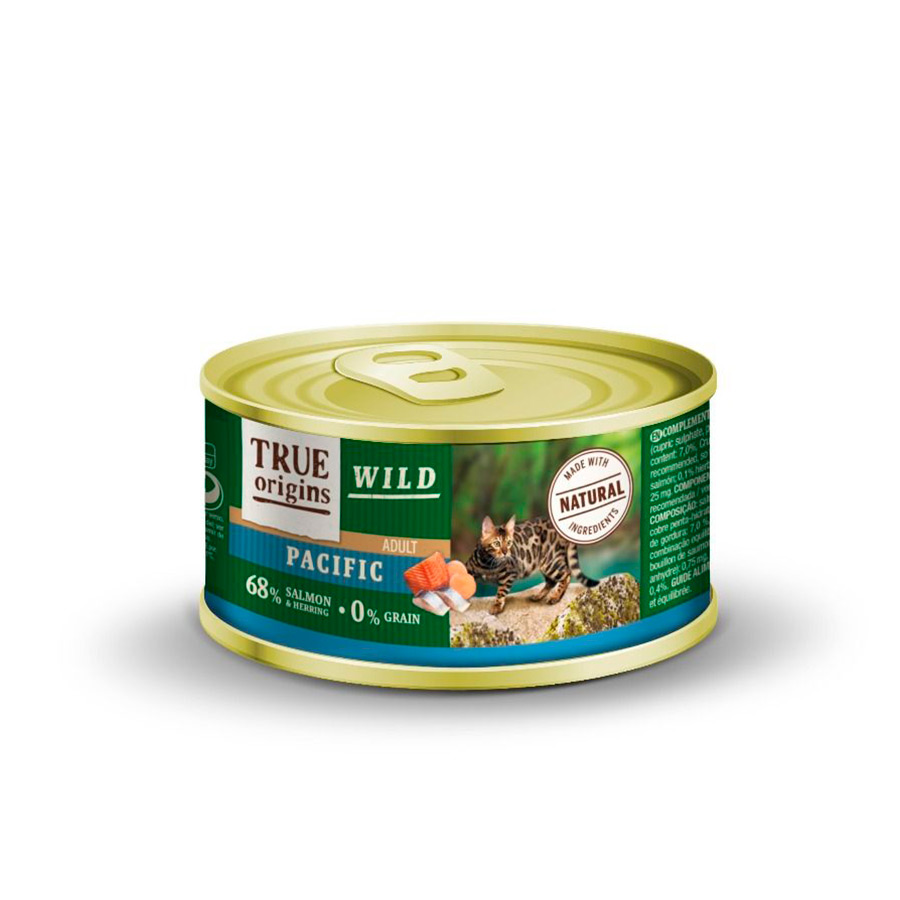 2.4 kg True Origins Wild Adult Pacific Salmão e Arenque em lata para gatos