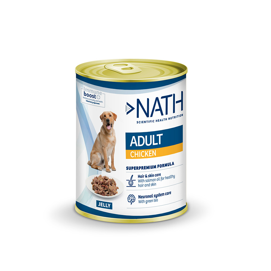 12 latas x 400 g Nath Adult Frango em Geleia para cães Pack poupança!