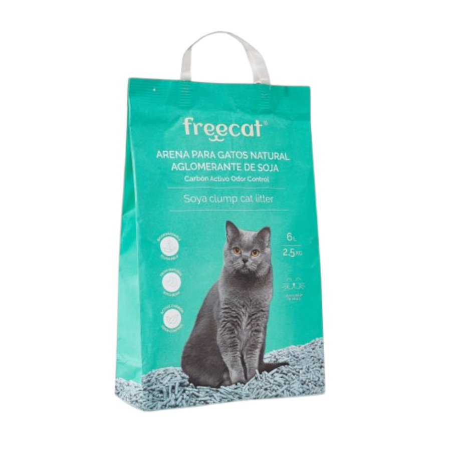 2.5 KG 6 L Freecat Arena Aglomerante Natural Soja Carbón para gatos