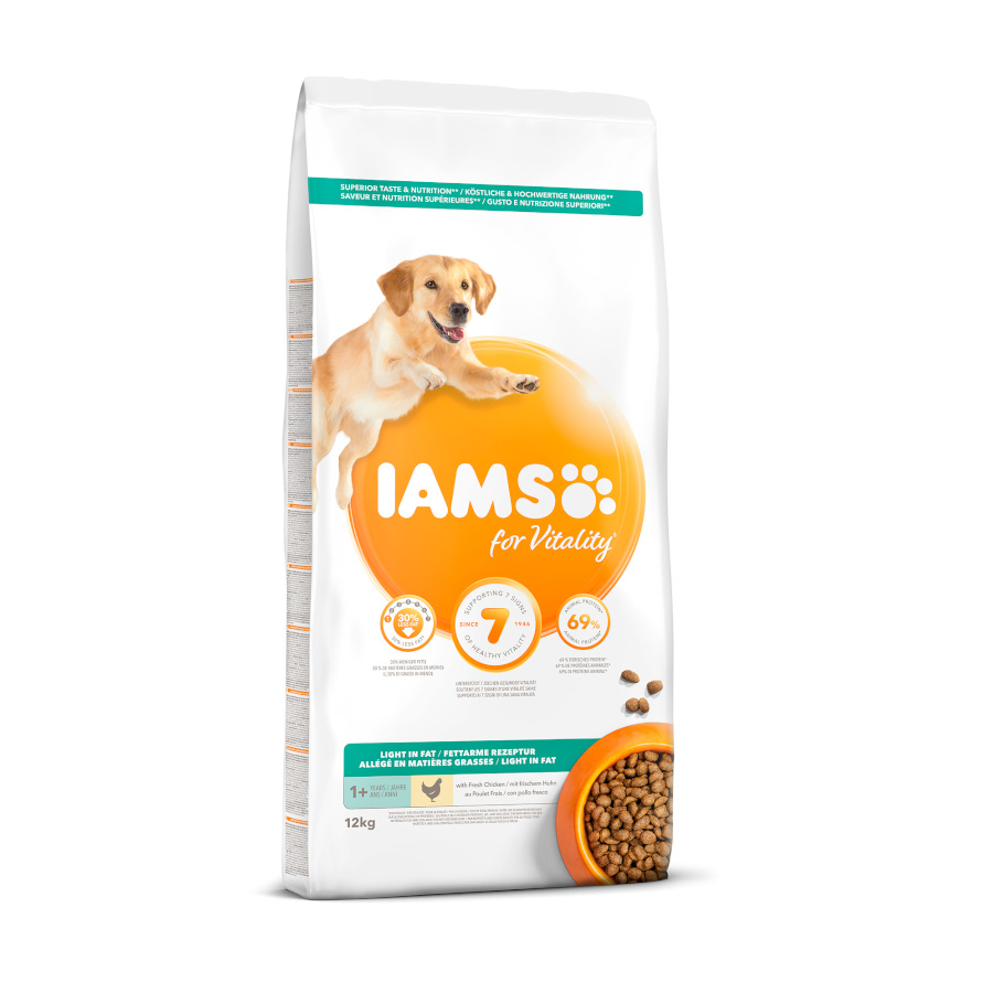 12 KG IAMS for Vitality Adult Light Frango ração para cães