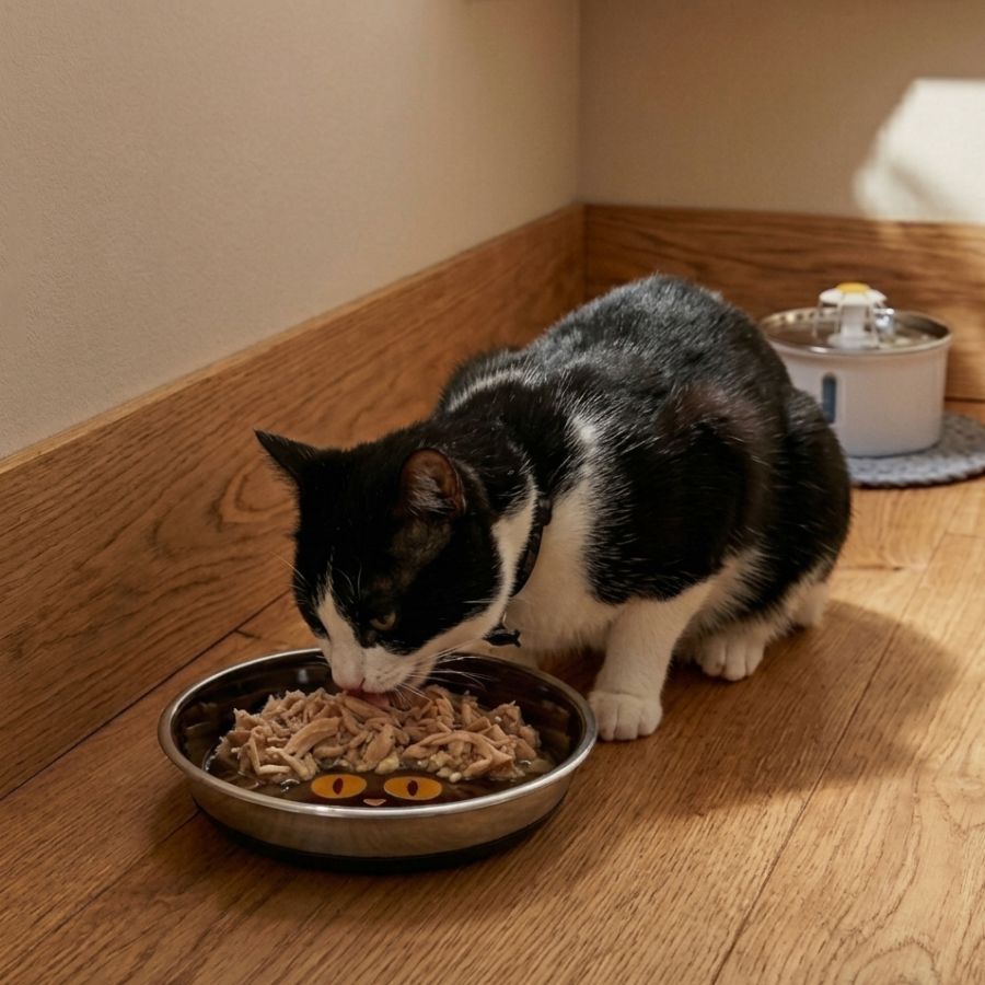 Leeby Comedouro Antiderrapante Castanho em Aço Inoxidável para gatos
