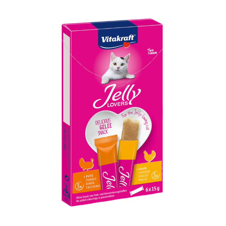 9 KG 6 sticks Vitakraft Jelly Lovers Peru e Frango Jelly Lovers para gatos