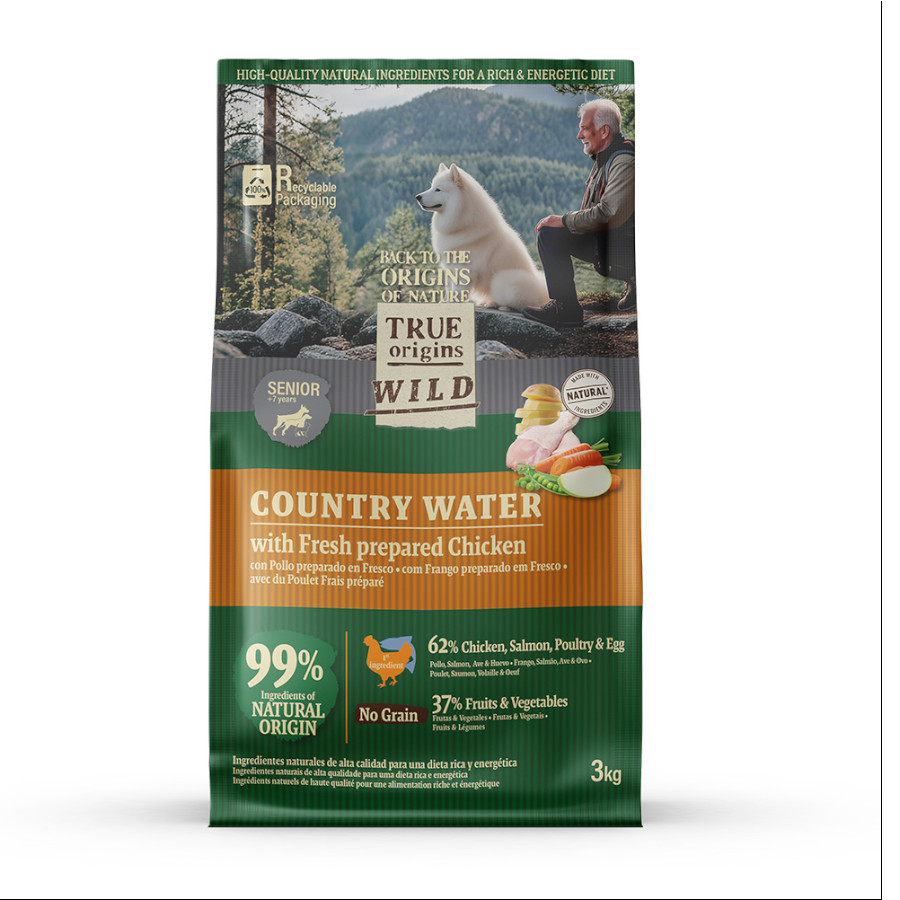 12 KG True Origins Wild Senior Country Water Pollo pienso para perros
