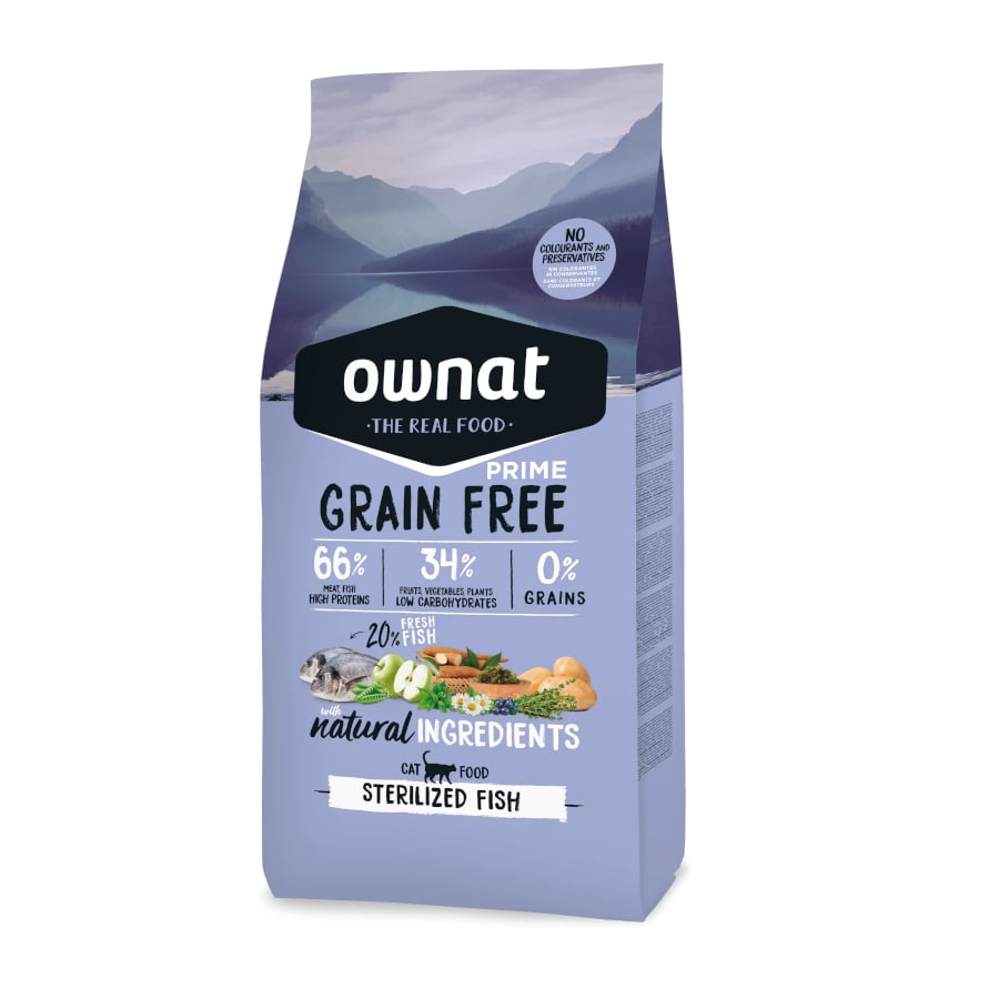 3 kg Ownat Sterilized Prime Peixe ração para gatos