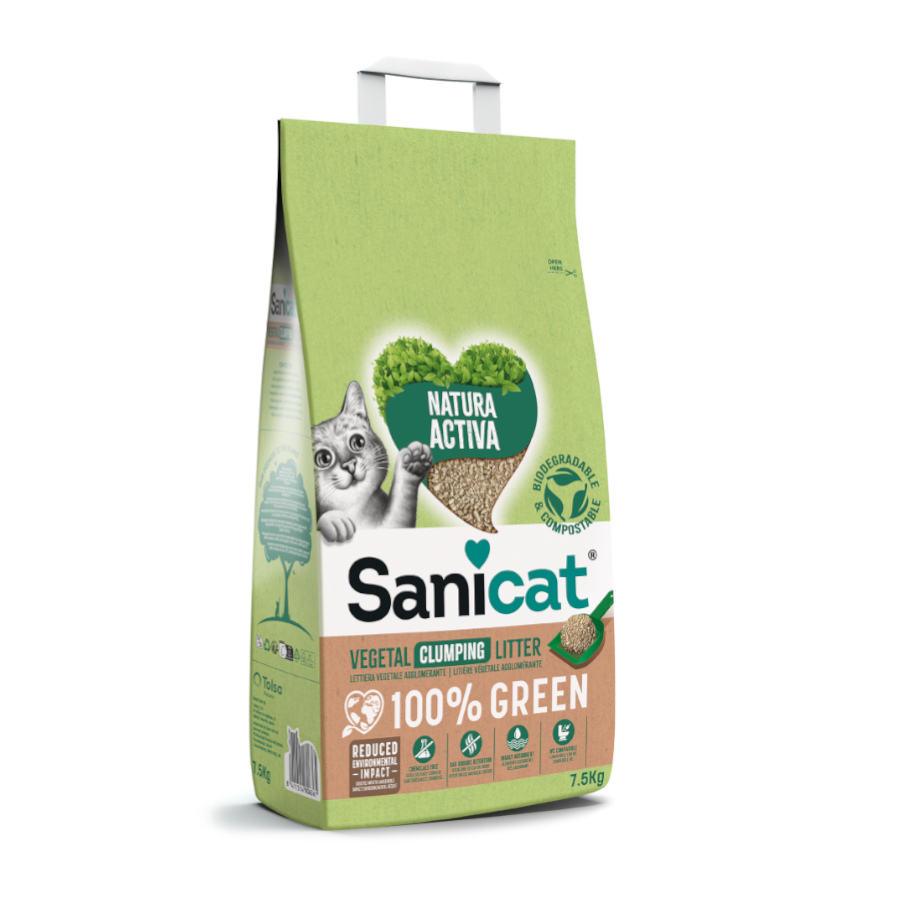 5 KG Sanicat Natura Activa 100% Green Areia Vegetal para gatos