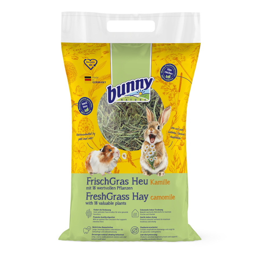 0.5 KG 0.5 KG Bunny FrischGras Feno com Camomila para roedores