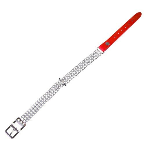 Wondermals Arlon Coleira de Couro e Metal Vermelha para cães