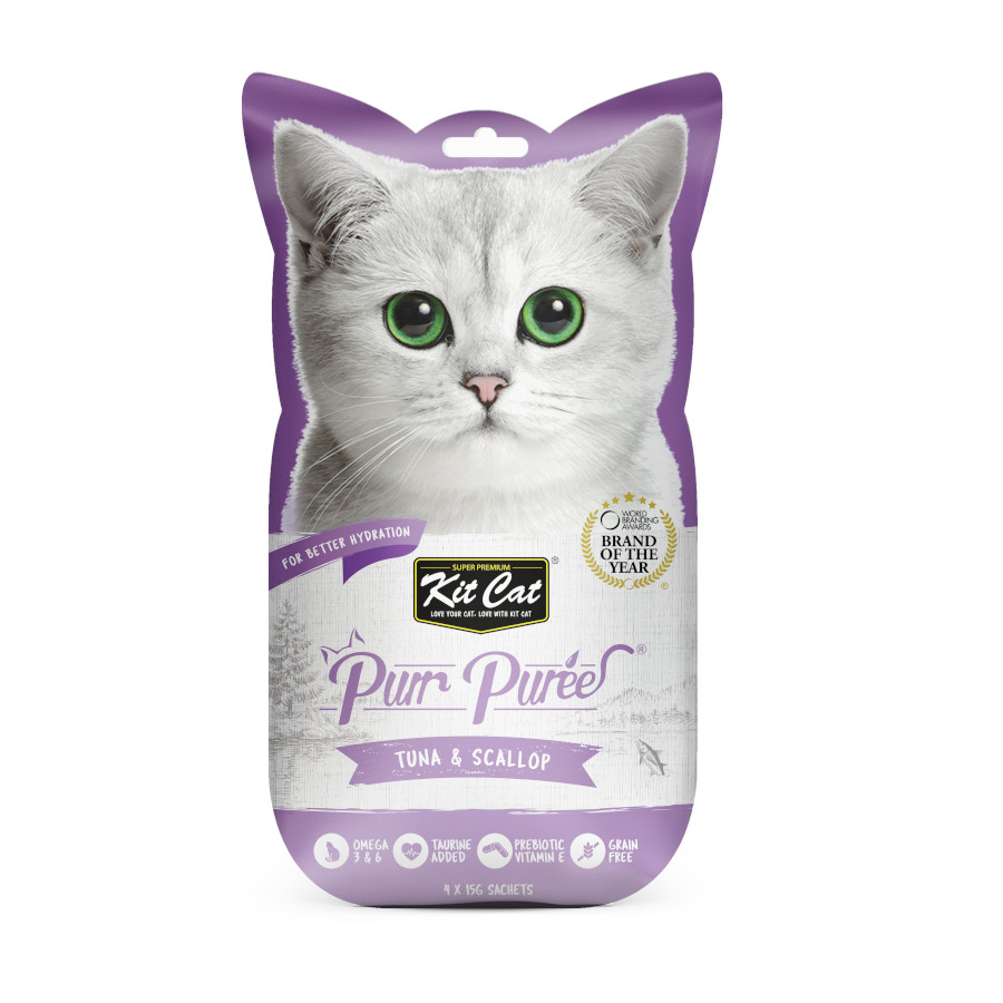 0.06 KG Kit Cat PurPuree Snack de atum e vieiras para gatos