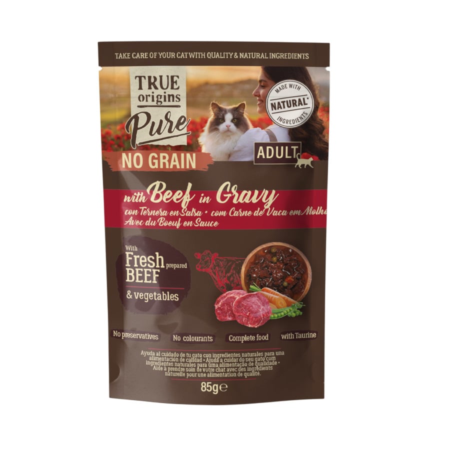 85 g True Origins Pure No Grain Saqueta com Vitela para Gatos