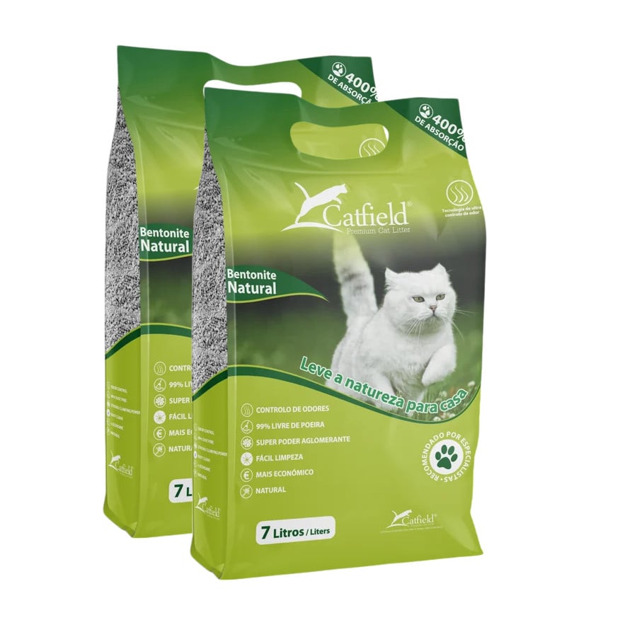 2 x 7 L Catfield Premium Natural Areia Aglomerante para gatos Pack poupança!