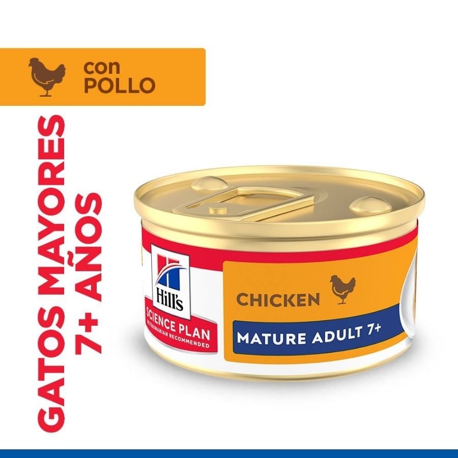 85 g Hill's Science Plan Mature Comida húmida Mousse de Frango em lata para gatos