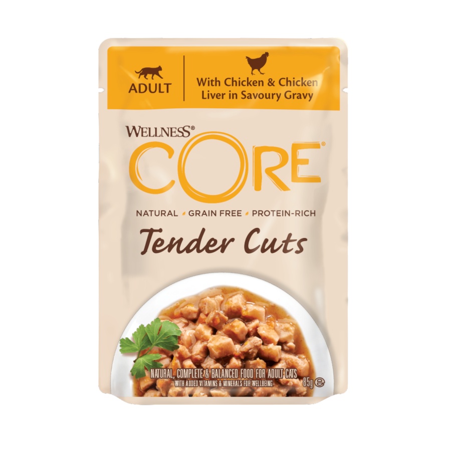 85 g Wellness Core Tender Cuts frango saquetas para gatos