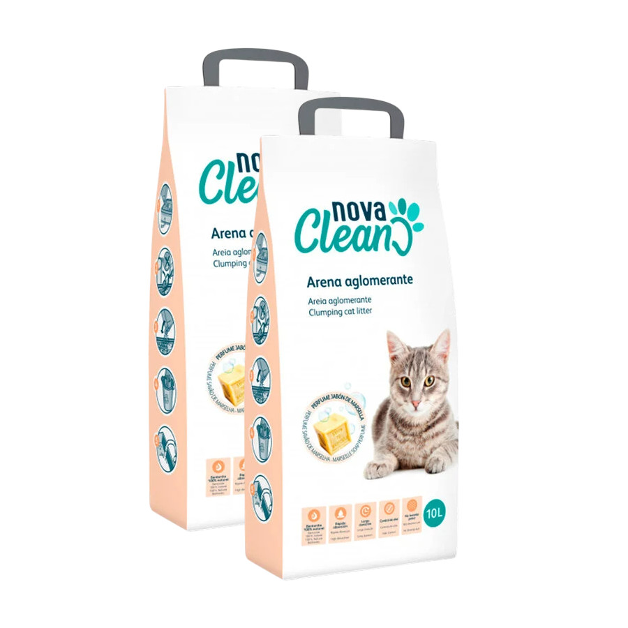 2 x 16 L Nova Clean Marselha Areia Aglomerante para gatos Pack poupança!