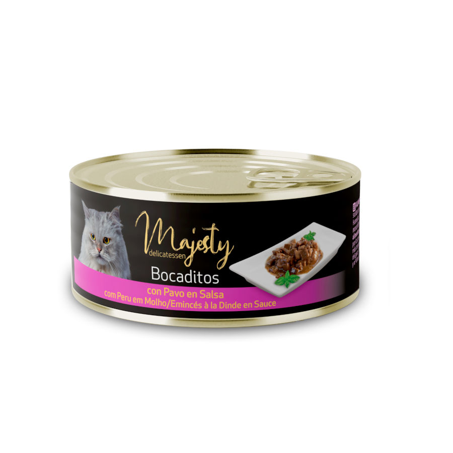 24 latas x 85 g Majesty Adult Bocadinhos Peru em Molho lata para gatos Pack poupança!