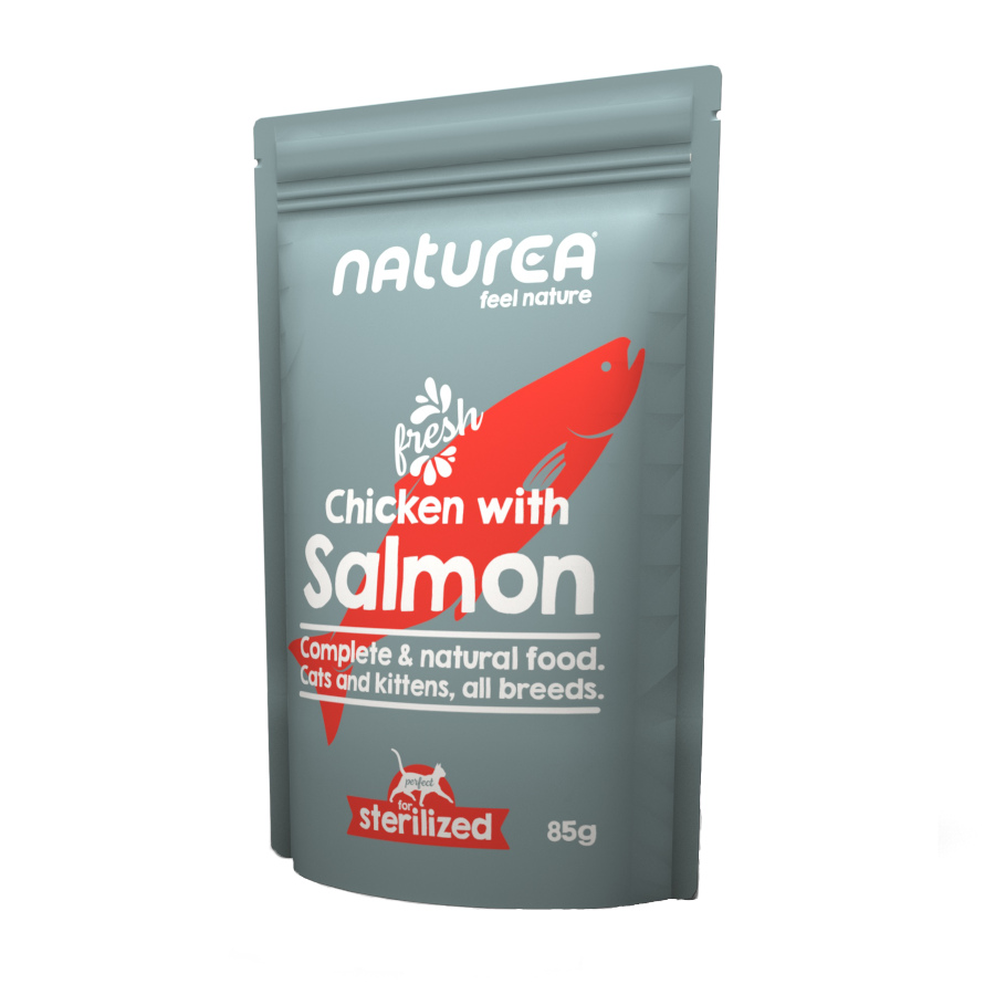 0.85 KG 85 g Naturea Frango e Salmão Saqueta para gatos