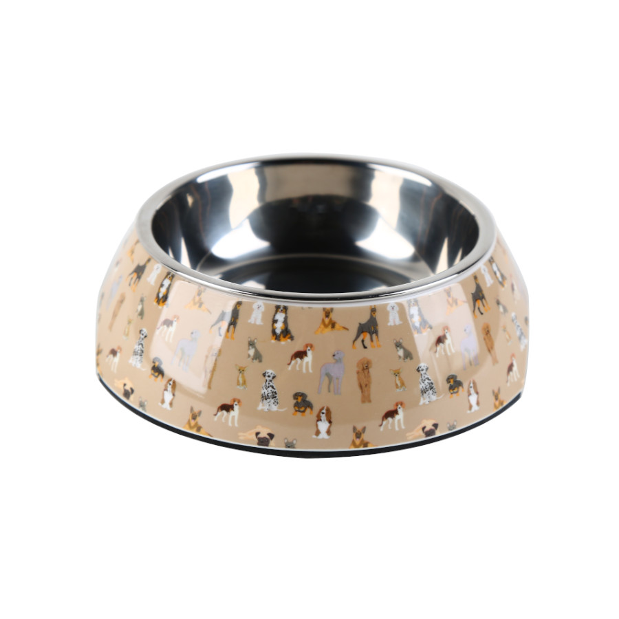 Leeby Comedouro marrom em inox para cães