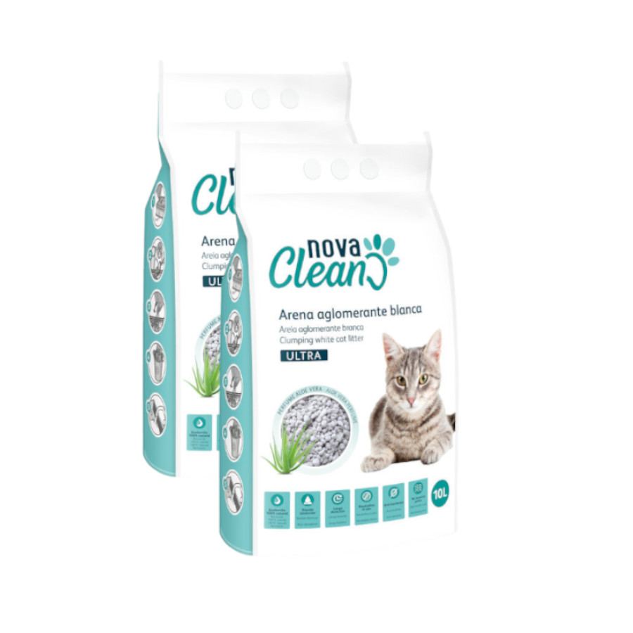 2 x 10 L Nova Clean Areia Ultra Aglomerante para gatos Pack poupança!
