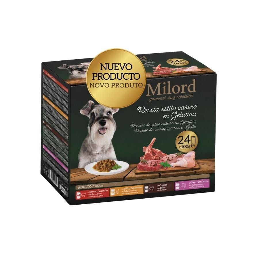 2.675 KG 24 x 100 g Milord Adult Receita ao estilo caseiro em gelatina Saquetas para cães - Multipack