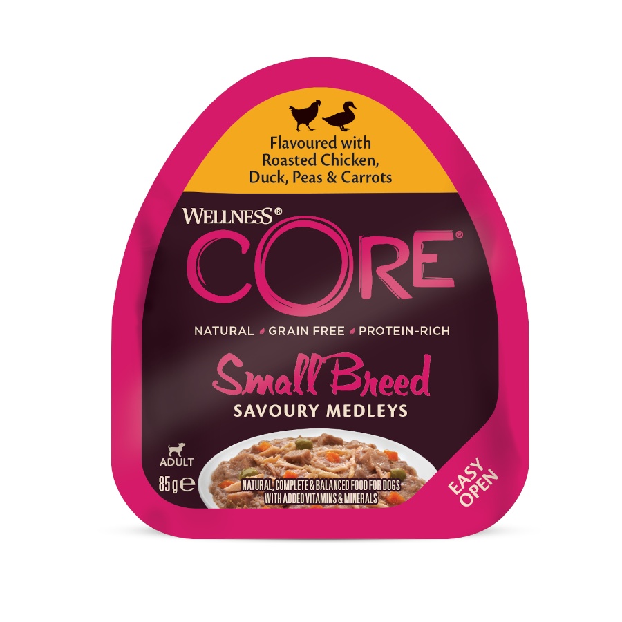 85 g Wellness Core Small Breed Grain Free Frango e Pato terrina para cães