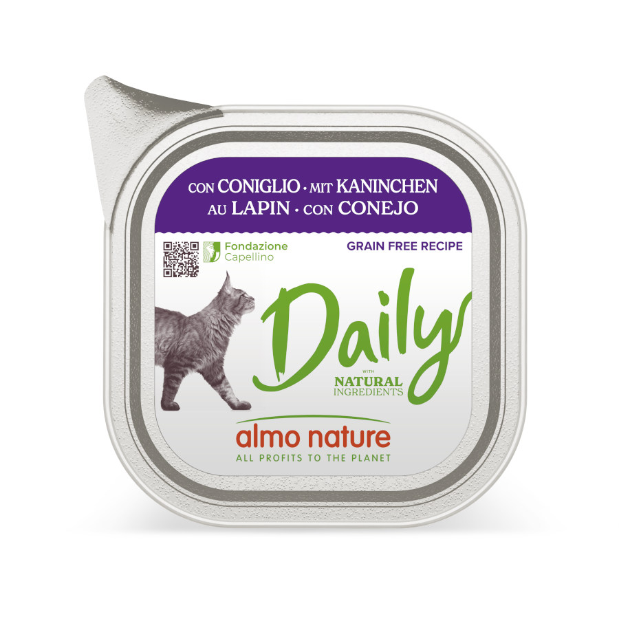 0.1 KG 100 g Almo Nature Daily Grain Free Rabbit Bandeja para gatos