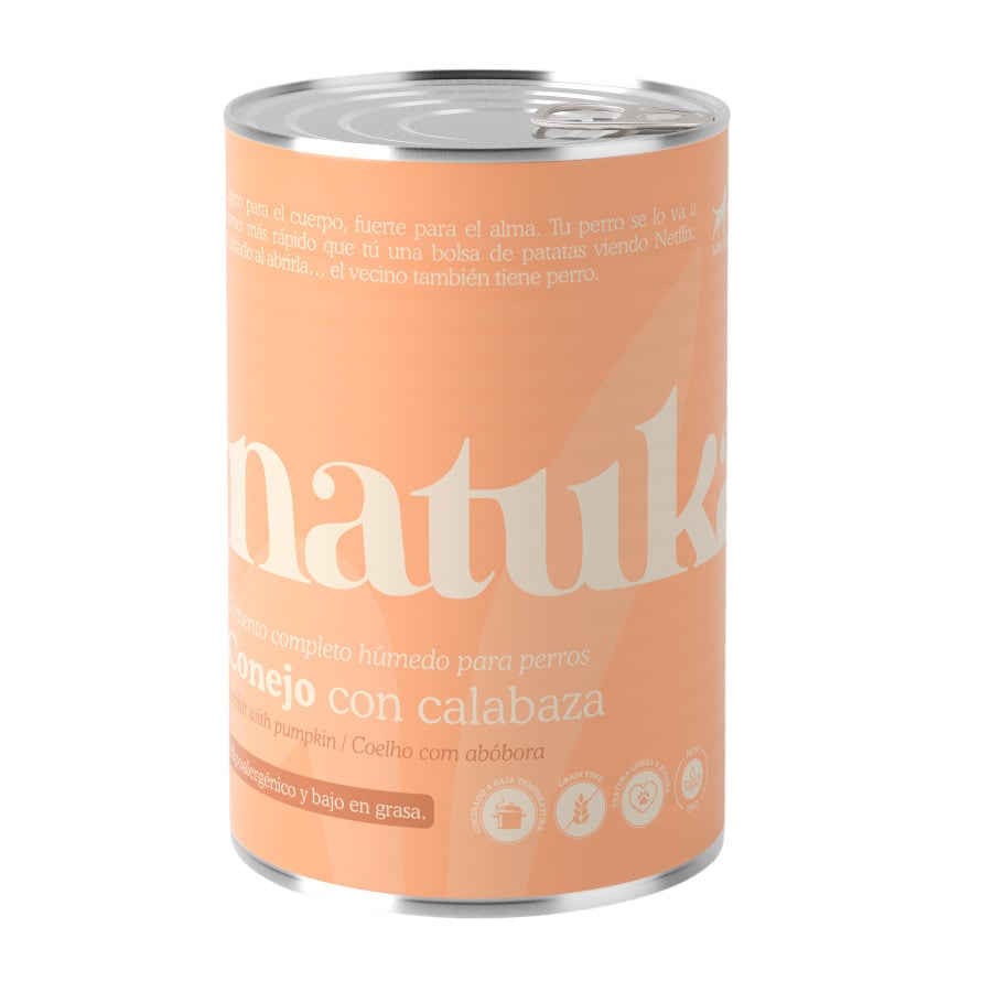 Natuka Alimento húmido de coelho e abóbora em lata para cães