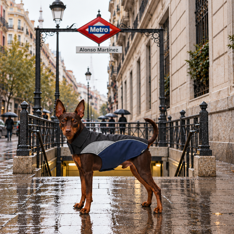Gotoo Capa de Chuva Refletora Azul-Acinzentada para cães