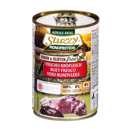 12 latas x 400 g Stuzzy Monoprotein Boi lata para cães Pack poupança!