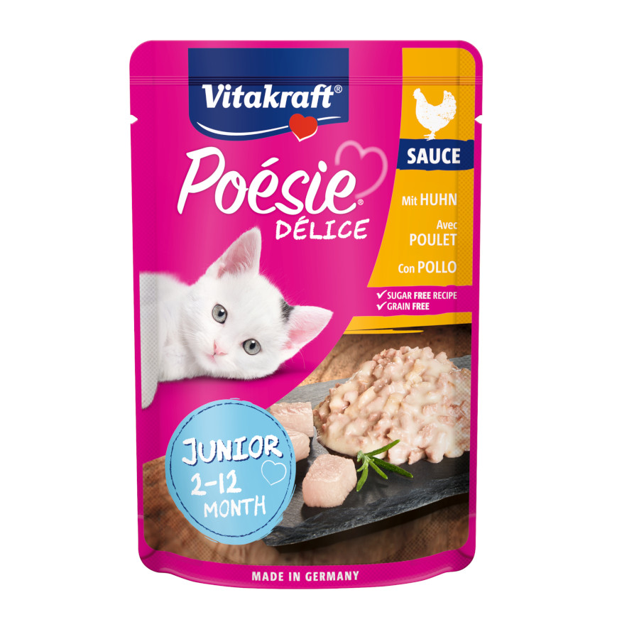 2.04 kg Vitakraft Junior Poésie Bife de Frango saqueta em molho para gatos