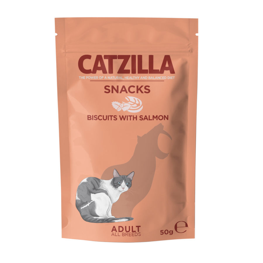 50 g Catzilla Biscoitos Piccolinis de Salmão e Catnip para gatos