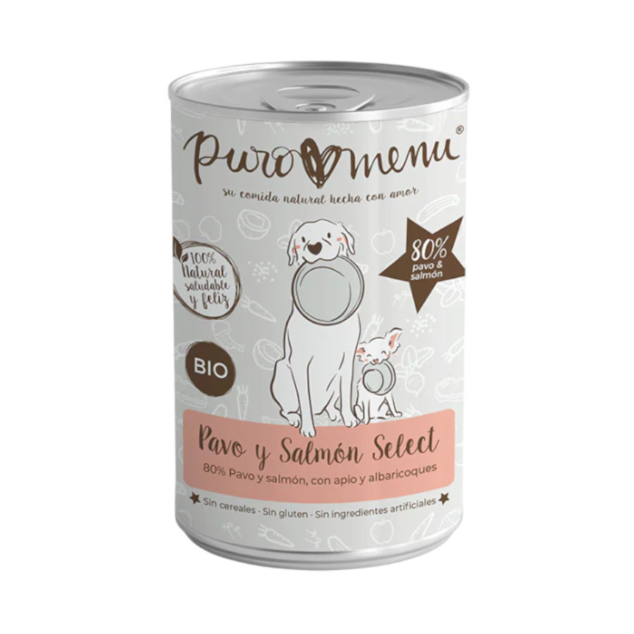 400 g Puromenu Lata de peru e salmão Bio para cães