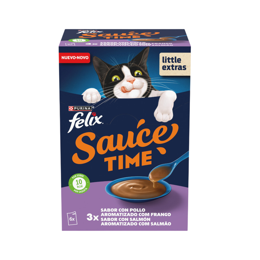 12 saquetas x 40 g Felix Cat Molho de frango e salmão para gatos Pack poupança!