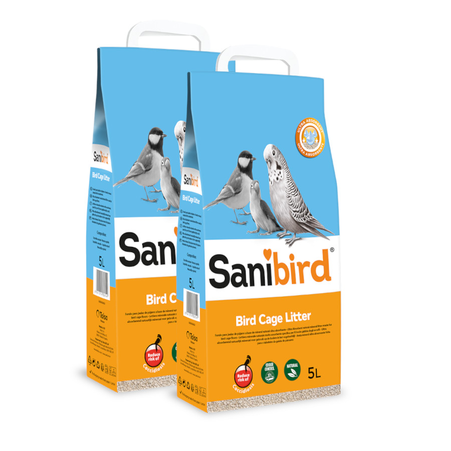 2 x 5 L Sanibird Areia Absorvente para pássaros !Pack económico!
